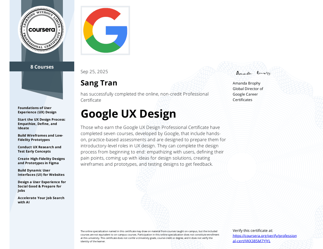 Google UX Design Professional Certificate