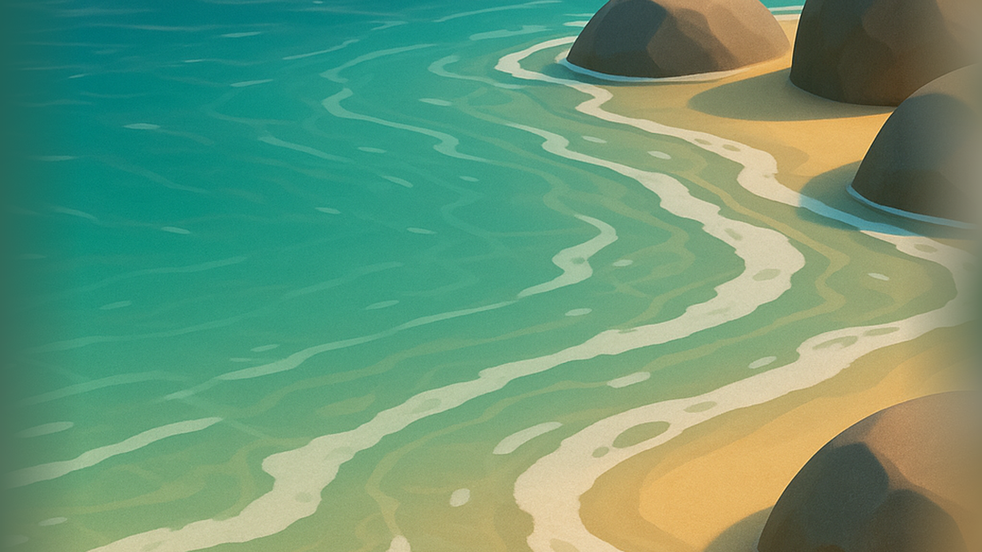 Stylized water and foam material visual anchor.